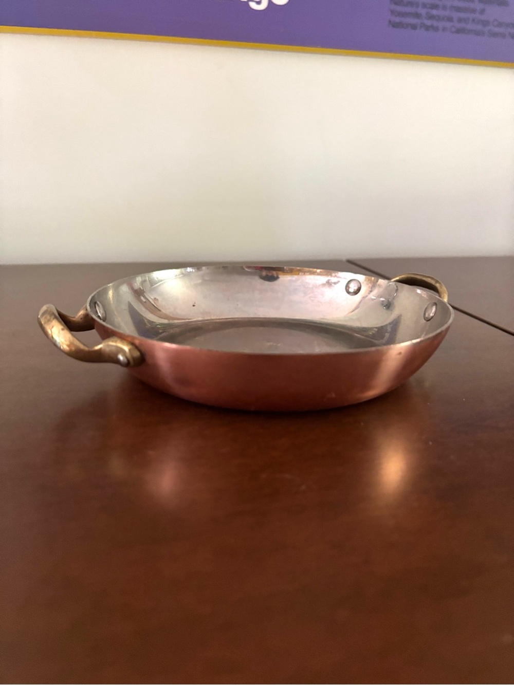 Vintage copper and brass dish catch all serving dish plate platter bowl